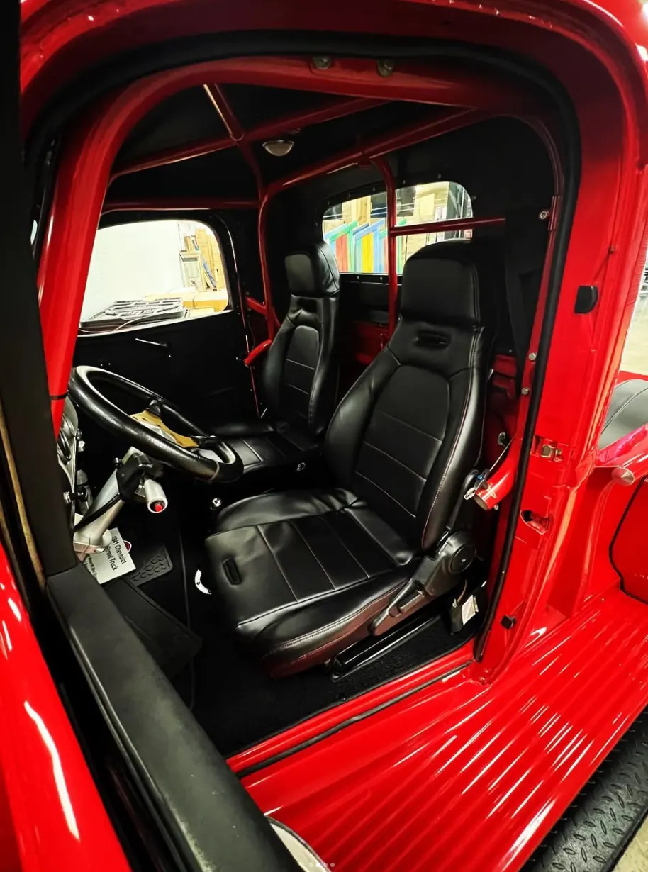 Door panel and seat upholstery in the 1946 Chevrolet pickup