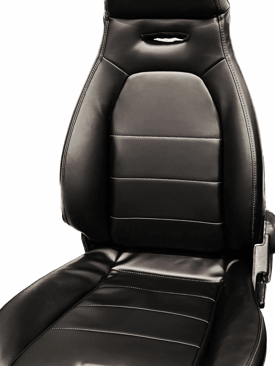 Black leather bucket seat