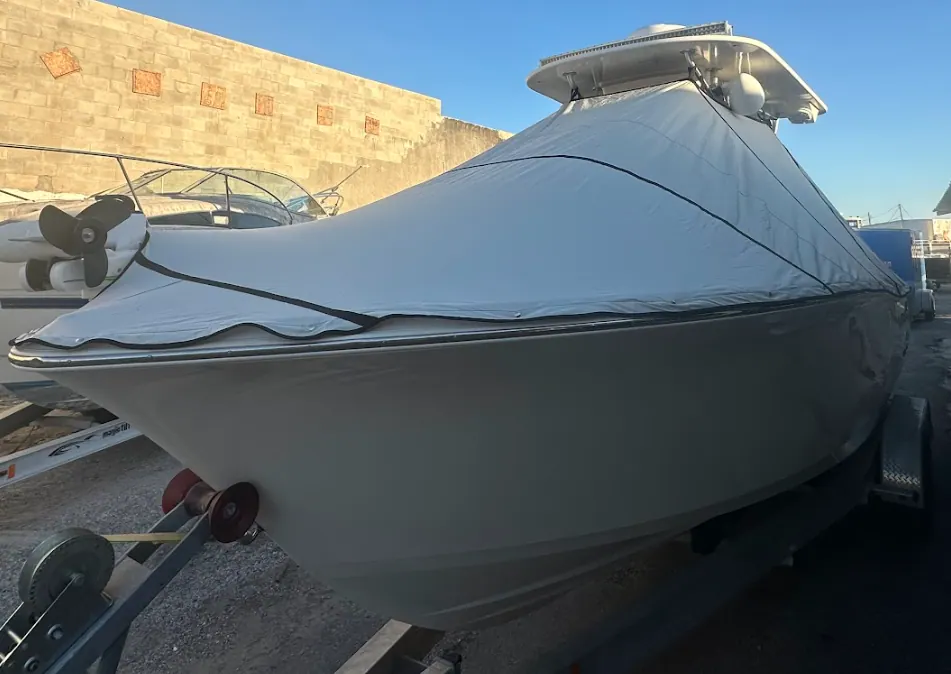 Full custom cover on a center console boat