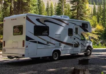 RV camper parked at a campground